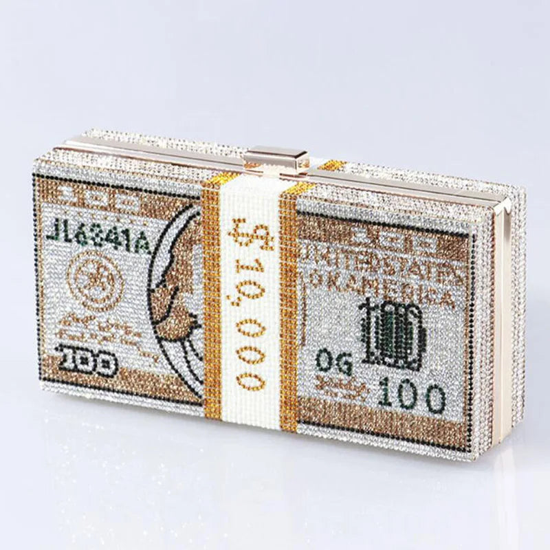 Crystal Money Bags Women Dollar Handbag Diamond Evening Party Purse Clutch