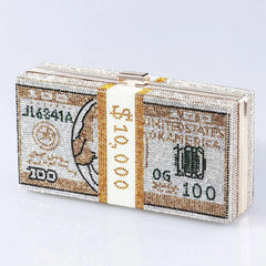 Crystal Money Bags Women Dollar Handbag Diamond Evening Party Purse Clutch