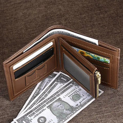 Corner Monogram Initial Mens Tri-Fold PU Leather Wallet