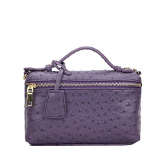Ostrich Pattern Leather Clutch Bag with Chain