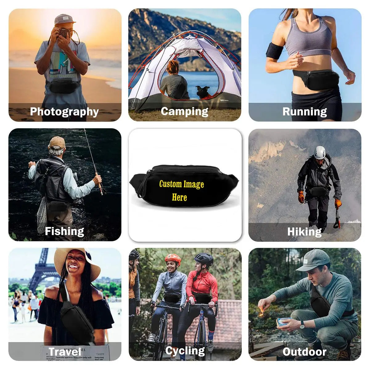 Waist Bag Fanny Pack Women Belt Bags Print Letter Chest Packs Hip Hop Package