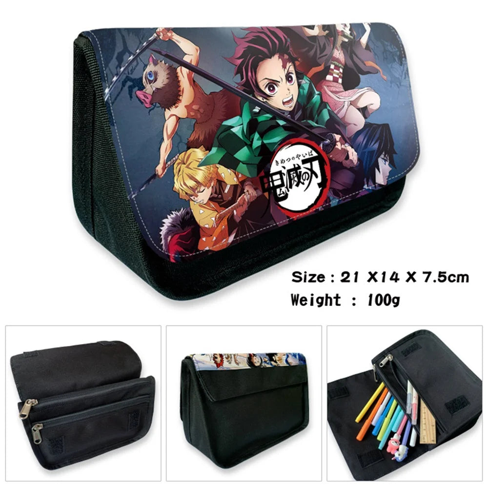 Anime Demon Slayer Prints Pencil Case Cosmetic Makeup Bag