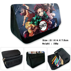 Demon Slayer Anime Canvas Pencil Case Box Cosmetic Makeup Change Purse Pen Bag