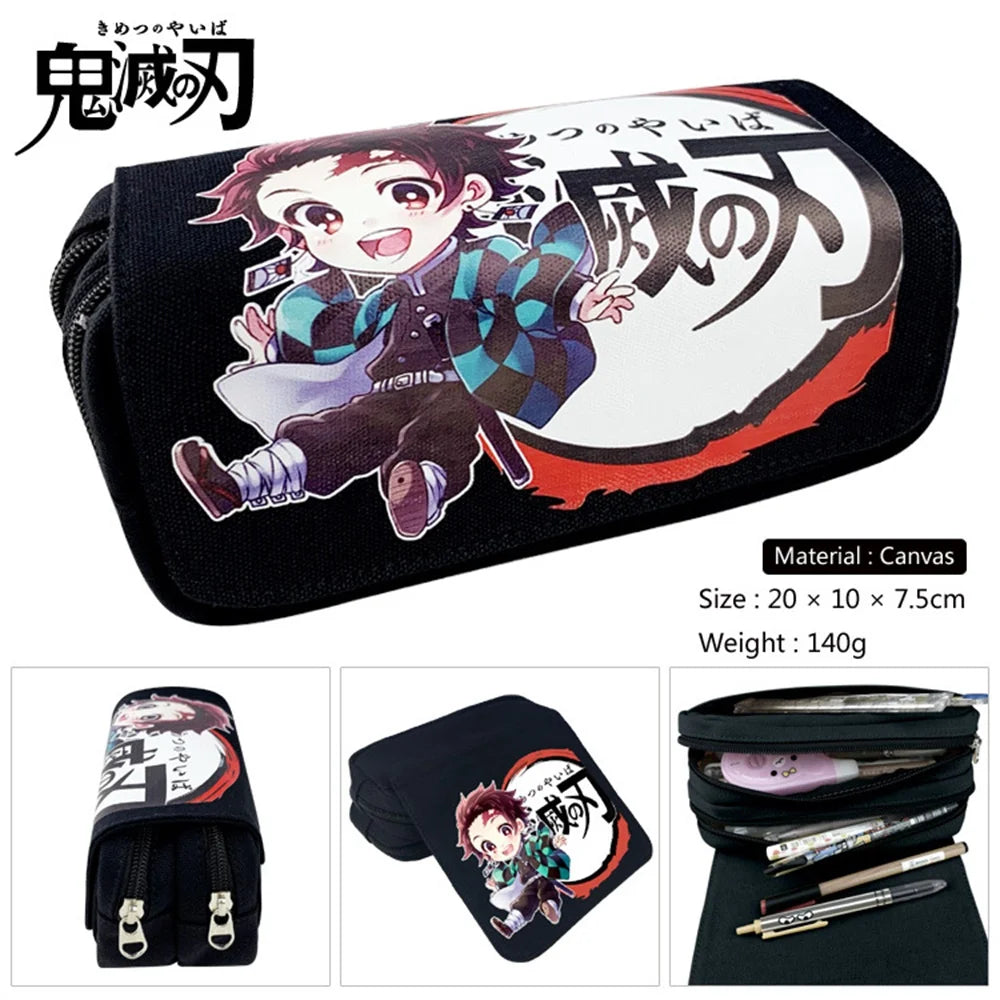 Anime Demon Slayer Prints Pencil Case Cosmetic Makeup Bag