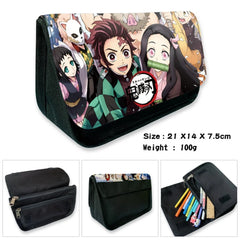Demon Slayer Anime Canvas Pencil Case Box Cosmetic Makeup Change Purse Pen Bag