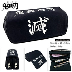 Demon Slayer Anime Canvas Pencil Case Box Cosmetic Makeup Change Purse Pen Bag