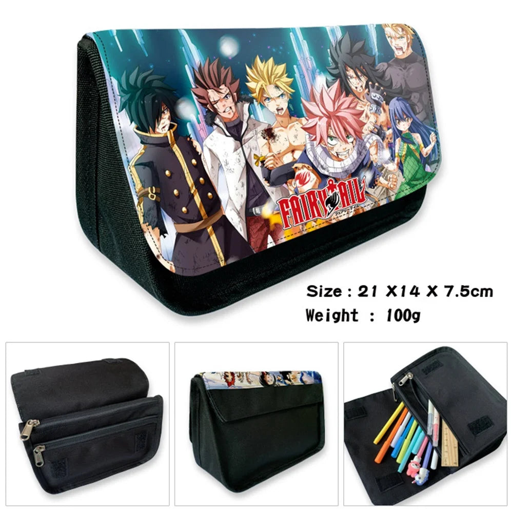 Anime Fairy Tail Print Canvas Pencil Case Box for Kids
