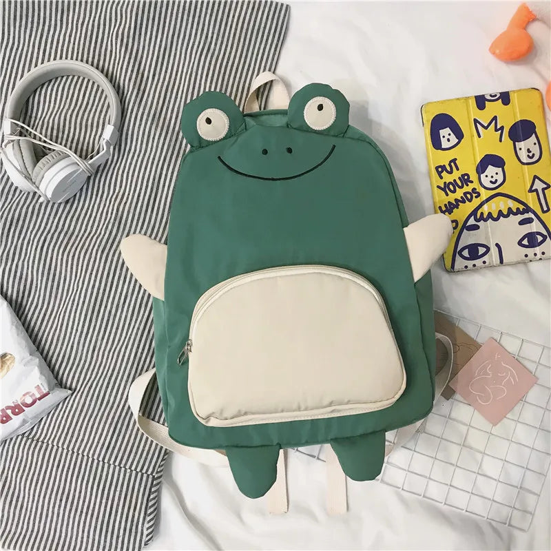 Frog Duck Backpack Women Schoolbag Teenage Girls Back Pack Nylon School Backpack