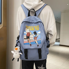 Cartoon Printed Backpack Nylon Waterproof Schoolbag