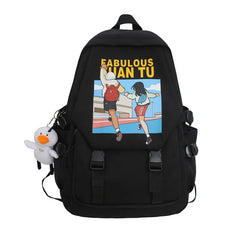 Cartoon Printed Backpack Nylon Waterproof Schoolbag