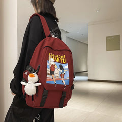 Cartoon Printed Backpack Nylon Waterproof Schoolbag