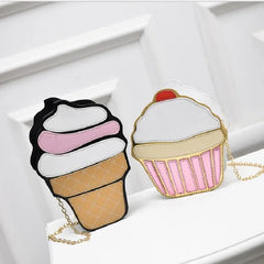 Cartoon Women Ice cream Cupcake Mini Bag PU Leather Small Chain Clutch Crossbody