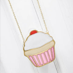 Cartoon Women Ice cream Cupcake Mini Bag PU Leather Small Chain Clutch Crossbody