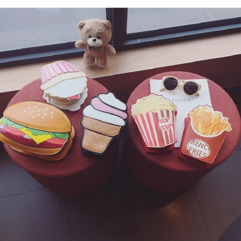 Cartoon Women Ice cream Cupcake Mini Bag PU Leather Small Chain Clutch Crossbody