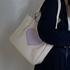 Heart Lolita-Tote Bag for Women Girl PU Satchel Handbag Stylish Shoulder Bag