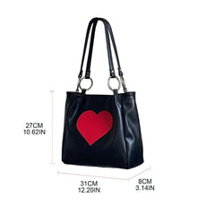 Heart Lolita-Tote Bag for Women Girl PU Satchel Handbag Stylish Shoulder Bag