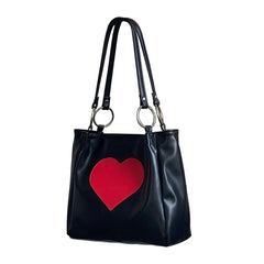 Heart Lolita-Tote Bag for Women Girl PU Satchel Handbag Stylish Shoulder Bag