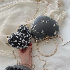 Embroidery Heart Shape Crossbody Lace Shoulder Bag
