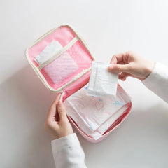 Sanitary Napkins Package Organizer Bag Striped Cosmetic Travel Storage