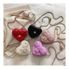 Heart Shaped Bag Women PU Leather Handbags Purses Chain Shoulder Crossbody Bag