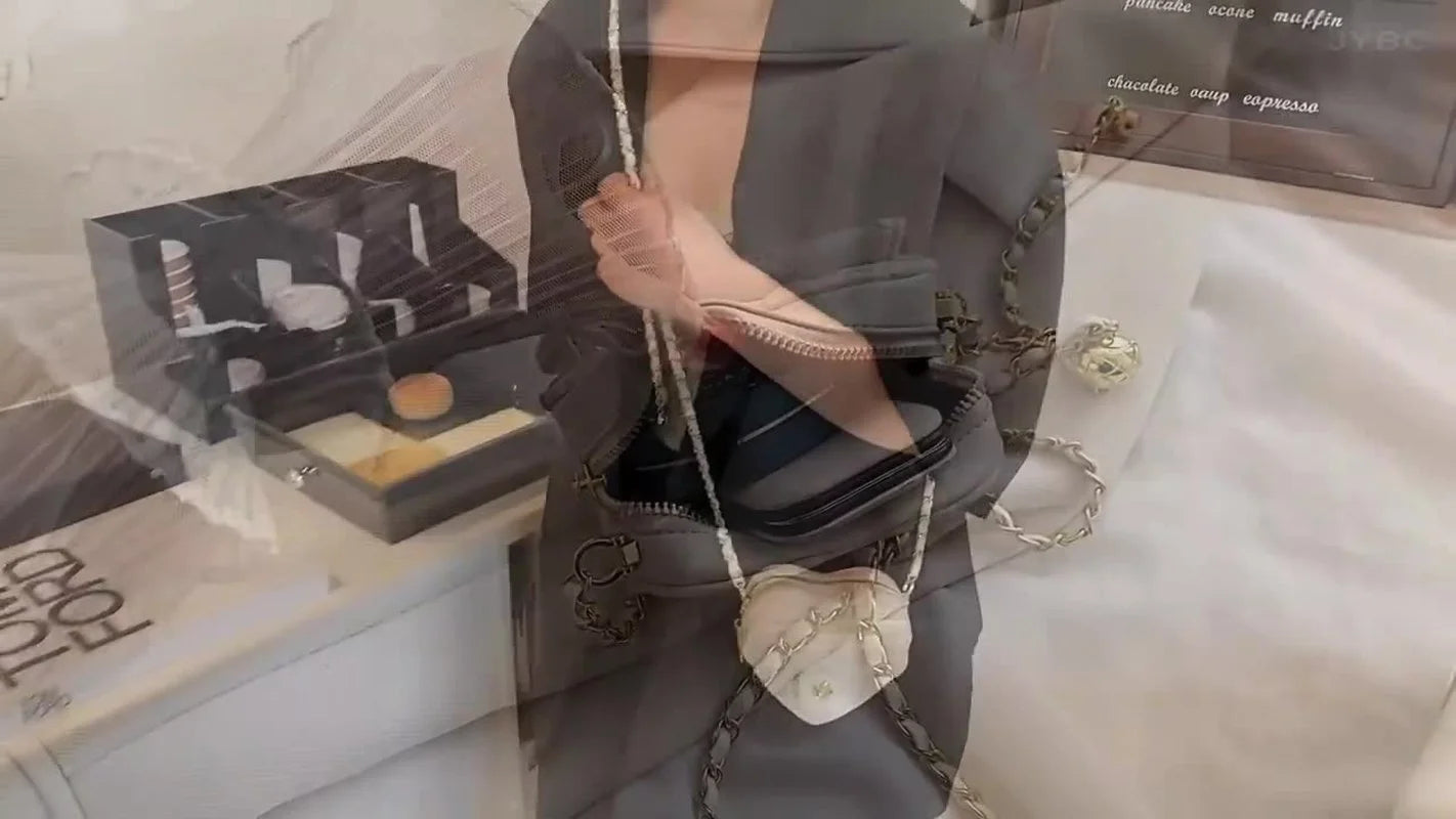 Heart Shaped Chain Shoulder Crossbody Bag PU Leather Handbag Purse