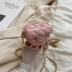Heart Shaped Bag Women PU Leather Handbags Purses Chain Shoulder Crossbody Bag