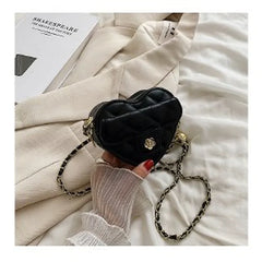 Heart Shaped Bag Women PU Leather Handbags Purses Chain Shoulder Crossbody Bag
