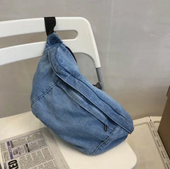 Denim Large Women Fanny Pack Unisex Waist Bags Trending Belt Bag