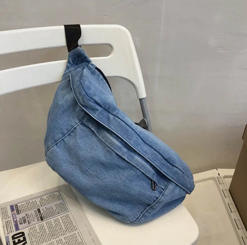 Denim Large Fanny Pack Unisex Waist Bags