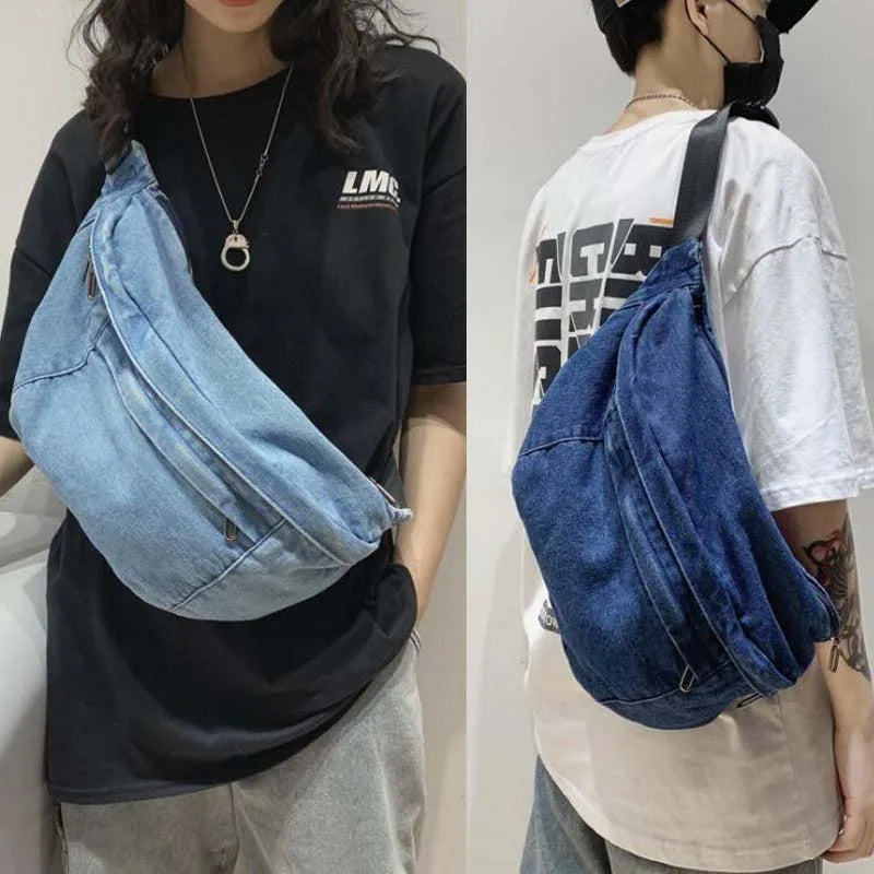 Denim Large Fanny Pack Unisex Waist Bags