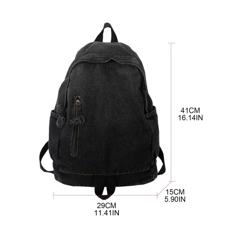Denim Women Backpack Retro Travel Bagpack Large Capacity Bookbag
