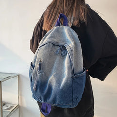 Denim Women Backpack Retro Travel Bagpack Large Capacity Bookbag