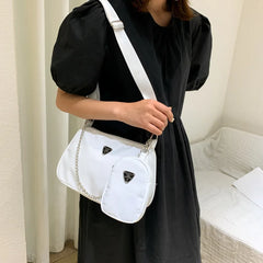 Nylon Chain Crossbody Bag and Handbag Set for Women