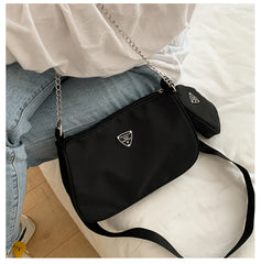 Nylon Chain Crossbody Bag and Handbag Set for Women