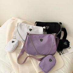 Nylon Chain Crossbody Bag and Handbag Set for Women