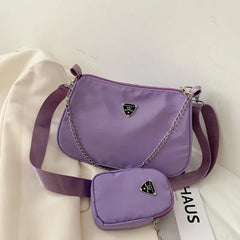Nylon Chain Crossbody Bag and Handbag Set for Women