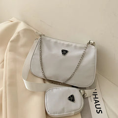 Nylon Chain Crossbody Bag and Handbag Set for Women