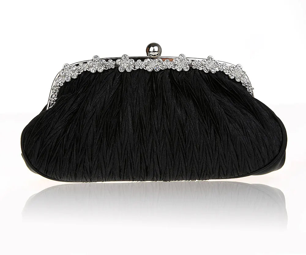 Champagne Satin Evening Bag Chinese Women Clutch Stylish Bride Party Purse