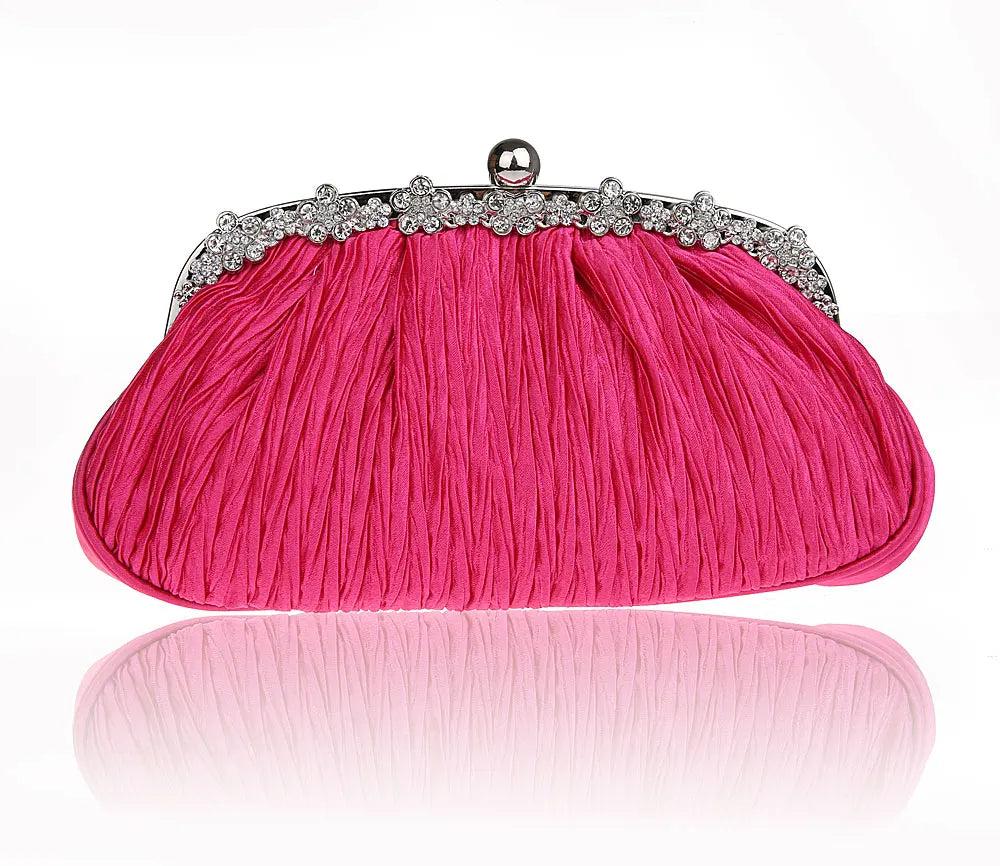 Champagne Satin Evening Bag Chinese Women Clutch Stylish Bride Party Purse