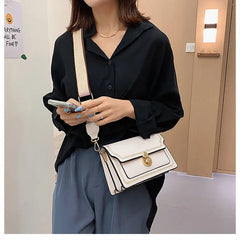 Flap Bags for Women Wide Strap Crossbody Shoulder Bag small PU Leather Handbags