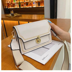 Flap Bags for Women Wide Strap Crossbody Shoulder Bag small PU Leather Handbags