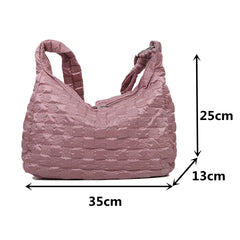 Shoulder Bag Women Casual Space Down Feather Crossbody Plaid Bag Winter Warm