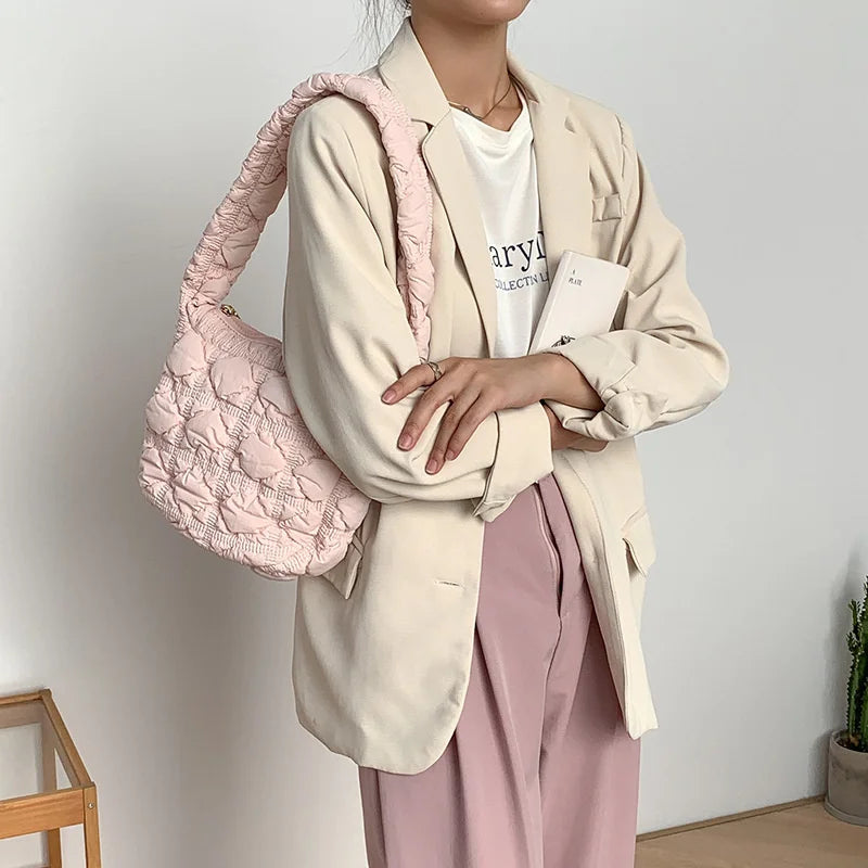 Winter Women's Nylon Pleated Clouds Shoulder Handbag & Purse
