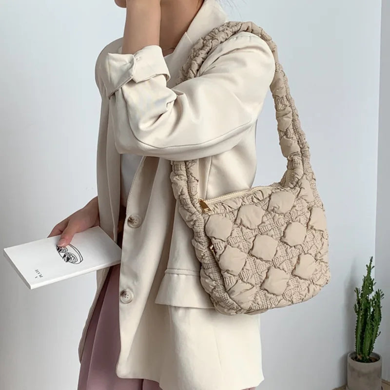Winter Women's Nylon Pleated Clouds Shoulder Handbag & Purse