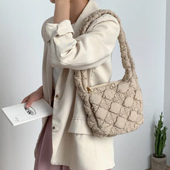Winter Women's Nylon Pleated Clouds Shoulder Handbag & Purse