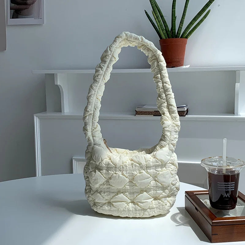 Winter Women's Nylon Pleated Clouds Shoulder Handbag & Purse