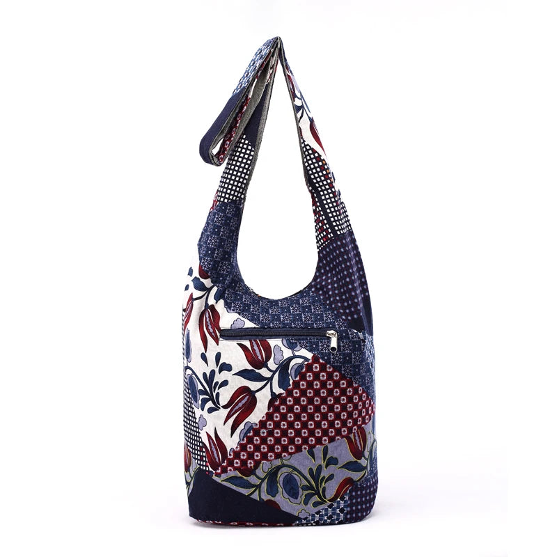Women Elephant Print Shoulder Bag Cotton Messenger Crossbody Bag