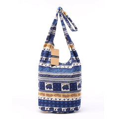 Women Elephant Print Shoulder Bag Cotton Messenger Crossbody Bag