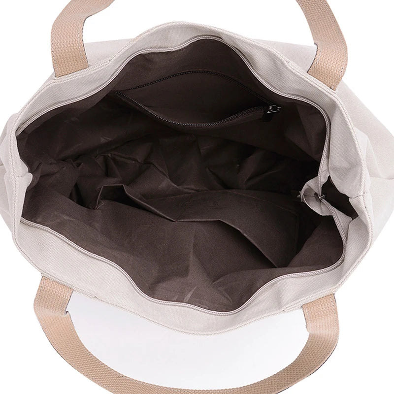 Women Canvas Casual Tote Shoulder Bags Ladies Zipper Handbags