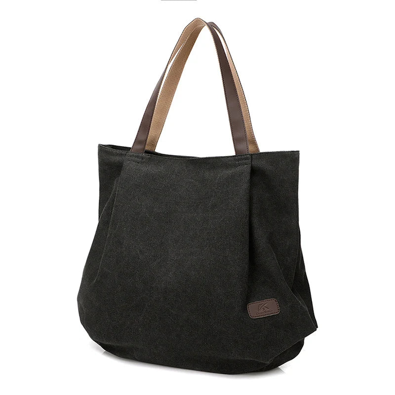 Women Canvas Casual Tote Shoulder Bags Ladies Zipper Handbags